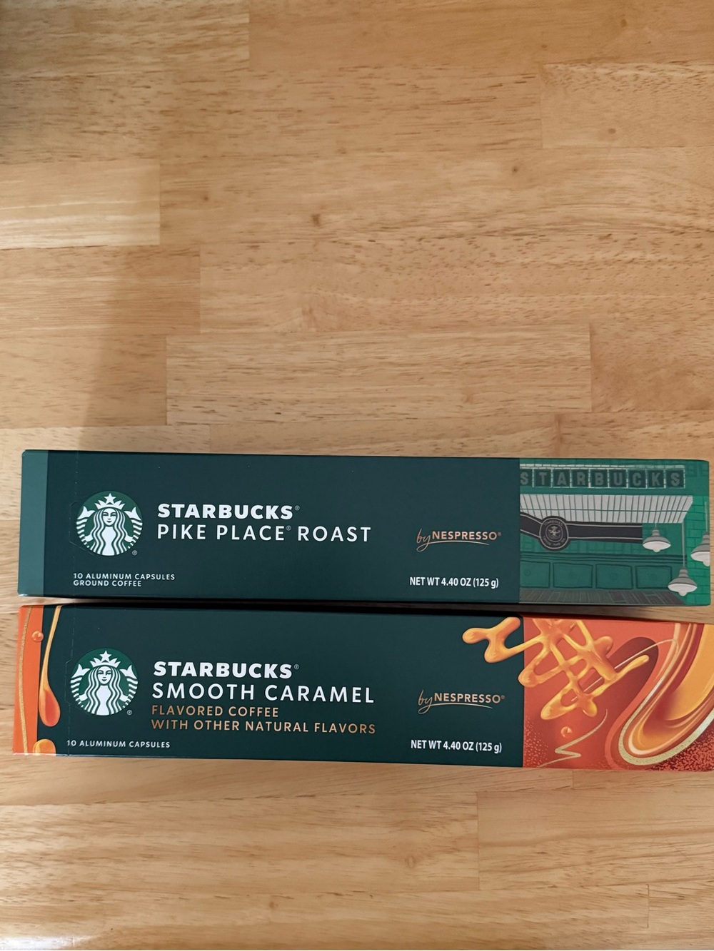 Nespresso Starbucks Vertuo Pods - Two Boxes; Pike Place & Smooth Caramel